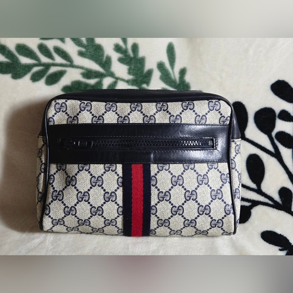 Gucci Beige and Black Monogram Bag